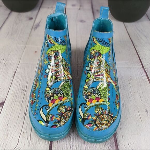 Sakroots Teal Spirit Desert Rhyme Ankle Rain Boot - Picture 2 of 12